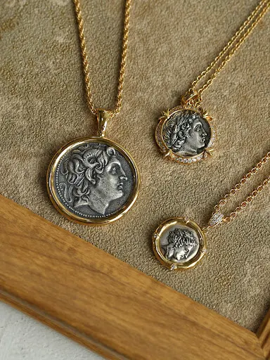 Title 10, Colar longo de prata para mulheres, estilo retr...