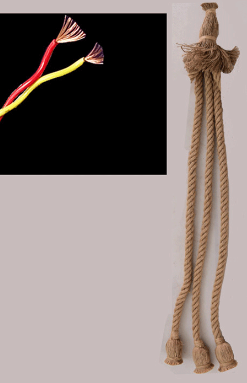 Luminária pendente retro de corda de cânhamo longa. Luz decorativa artesanal DIY para criar ambientes criativos e dar um toque rústico e original. — foto 1
