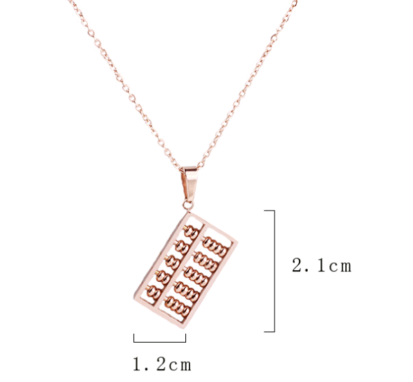Personalidade Creative Titanium Steel Acelo Lucky Abacus Colar fêmea banhada 18k Chain de clavícula de ouro rosa delicada chai curto — foto 3