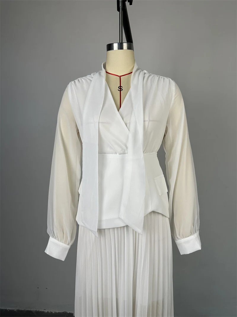 Lady's temperament lace-up dress, waist-tight, irregular pleated with belt. Enhances your figure, offers an elegant look — photo 5