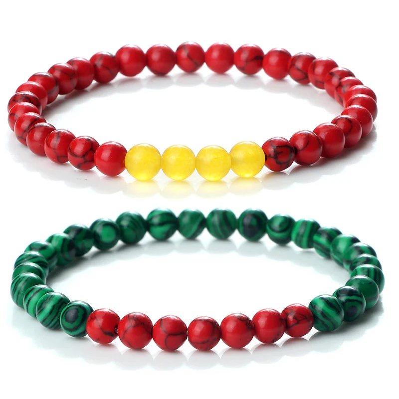 Title 4, Bracciale elastico con perline di pietra colora...