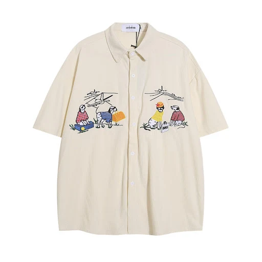 Title 2, Losse T-shirt met korte mouwen en cartoonborduu...