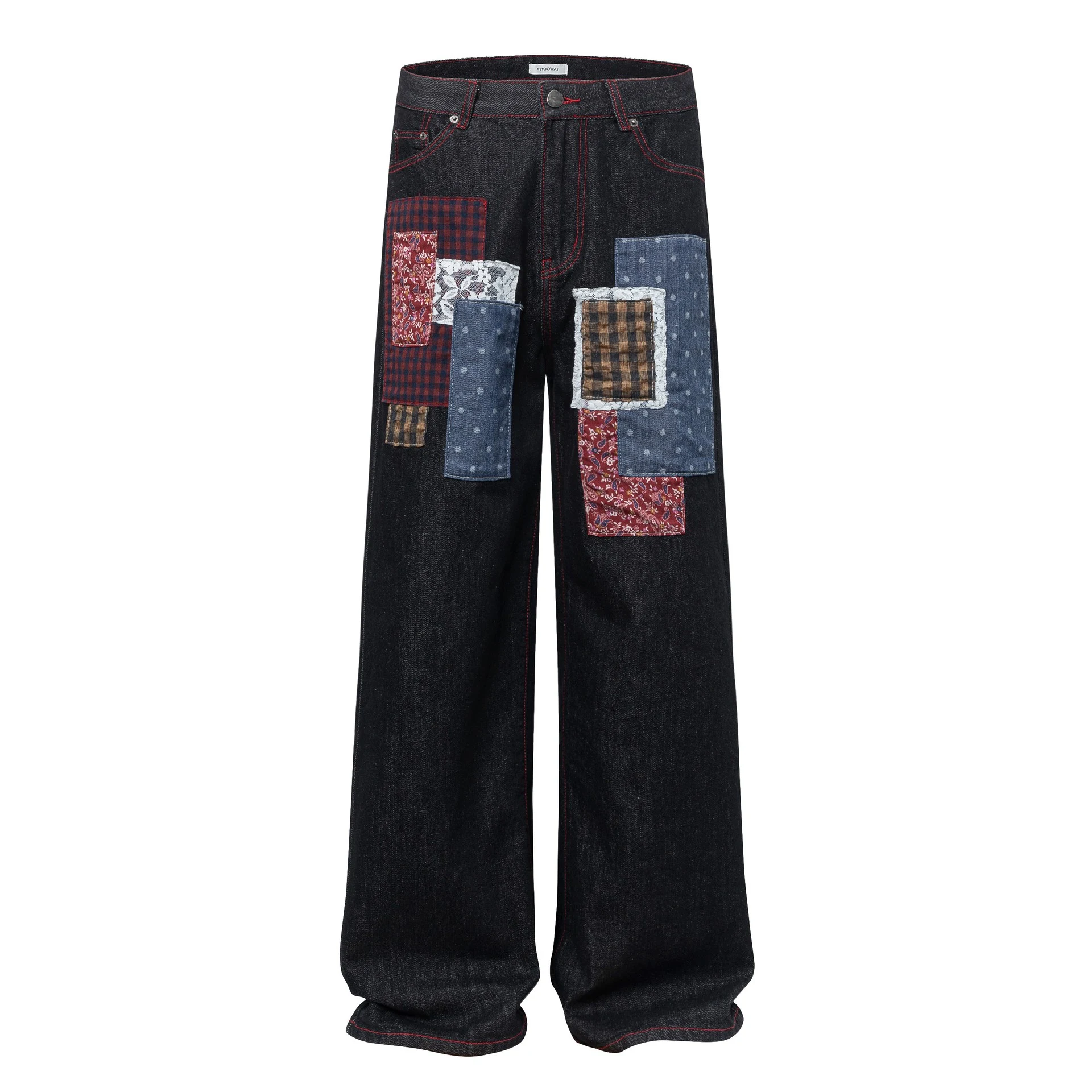 American Street Fashion Denim Trousers, High Street Style, Loose Fit, Versatile Stitching for All-Match Casual Wear. — photo 3