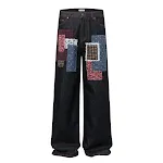 American Street Fashion Denim Trousers, High Street Style, Loose Fit, Versatile Stitching for All-Match Casual Wear. — photo 3