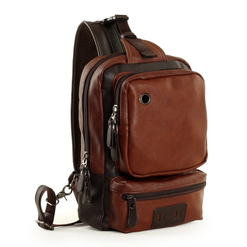 Zaino in pelle da uomo, perfetto per studenti e tempo libero. Design elegante e funzionale, ideale per trasportare tutto il necessario con stile. — foto 6