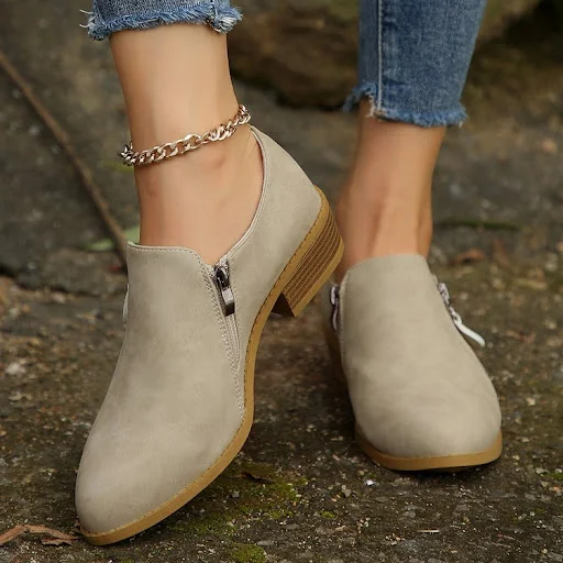 Title 7, Plus Size New Side Zipper Square Heel Commuter ...