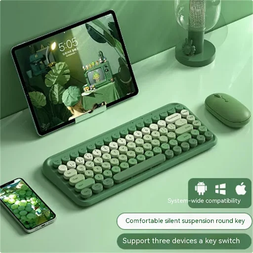 Title 5, Conjunto teclado e mouse Bluetooth de três modo...
