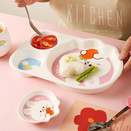 Title 7, Cute Rabbit Childrens Tableware Set Dinner Pla...