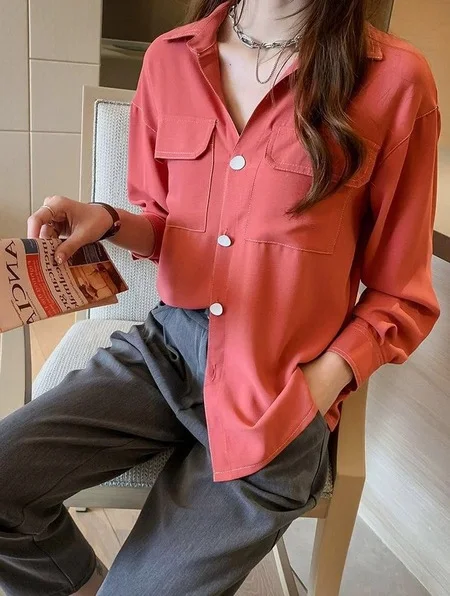 Temperament Chiffon Shirt Blouse Loose Shirt Bottoming Shirt for Women, a versatile and comfortable layering piece for a — photo 3
