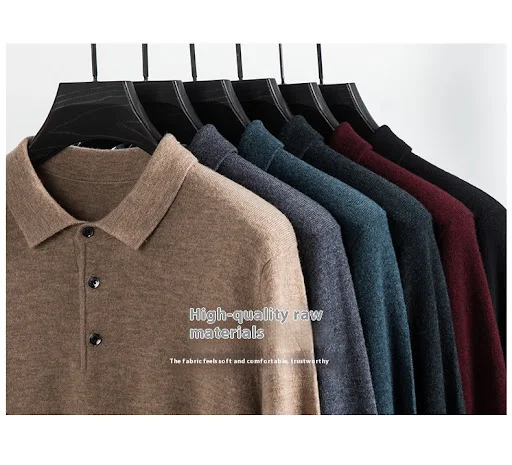 Title 28, Fall Casual Polo Collar Long-sleeved Sweater fo...