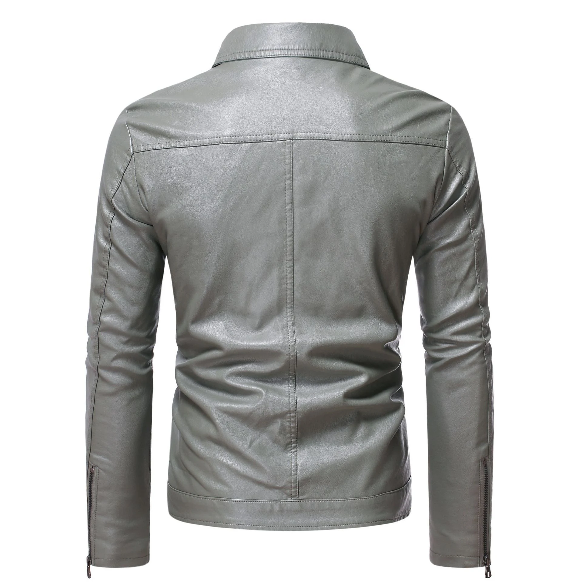 Men's Casual Slim-fit Leather Coat. Experience style and comfort with this modern leather coat, designed for a slim fit — photo 10