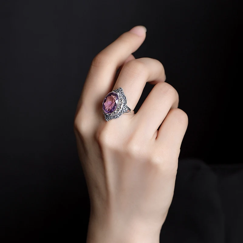 Sterling Citrin Xiangyun Oval Mosaik Silberring. Ein eleganter Ring, der Ihren Stil unterstreicht. Perfekt für jeden Anlass. — foto 14