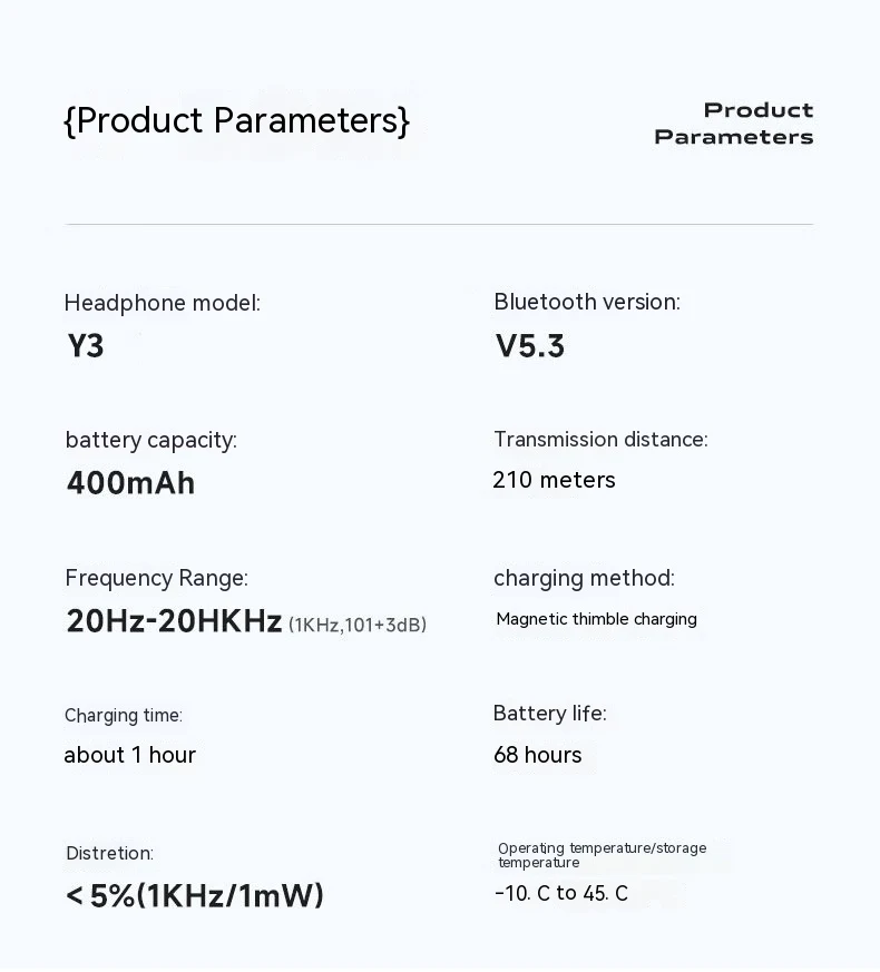 Title 17, Y3 Open Non In Ear Wireless Bluetooth Earphones