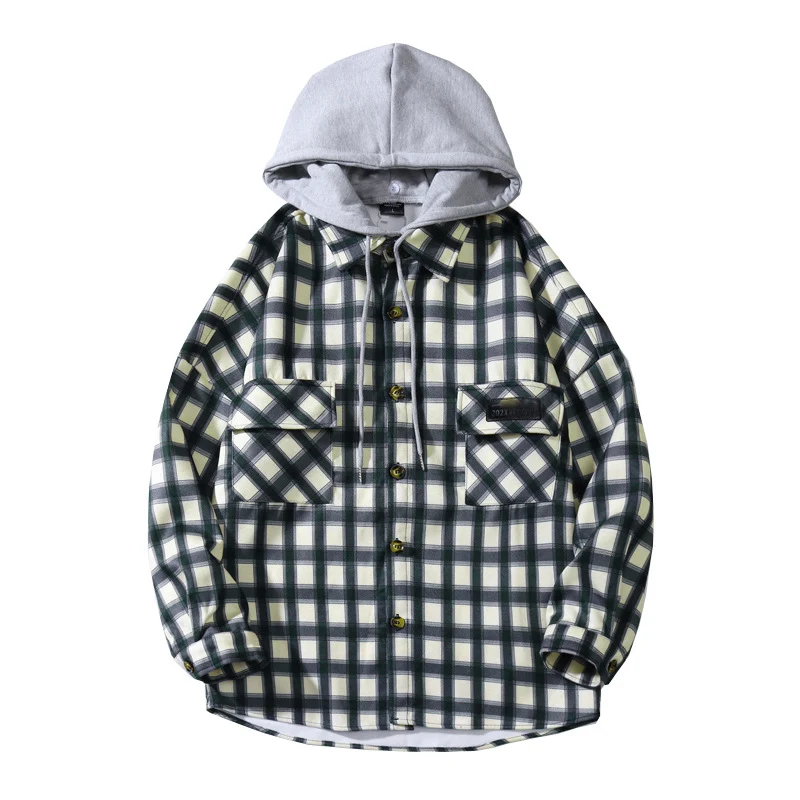Men's Hong Kong Style Casual Long Sleeve Plaid Fleece Thickened Shirt, warm and comfortable, perfect for casual wear and — photo 3