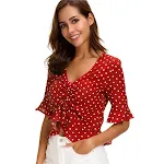 Women's Drawstring Polka Dot Shirt – Comfortable and stylish. A perfect choice for casual wear, this shirt offers a flat — photo 5