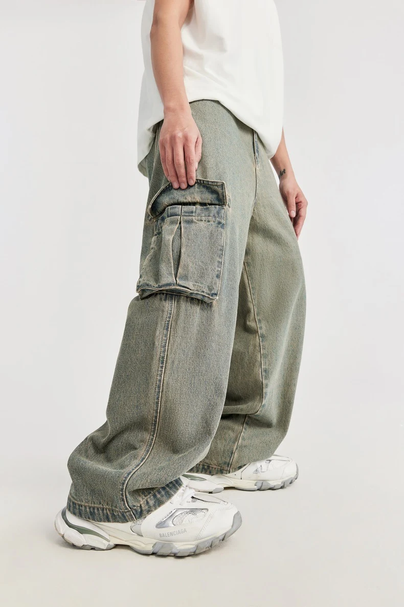 Title 7, Losse heren vintage workwear jeans met wijde pi...