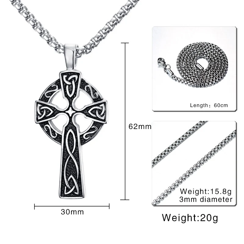 Colar com pingente de cruz celta de aço titânio 62MM, um símbolo atemporal de fé e estilo, resistente, elegante e perfeito para usar sempre. — foto 15