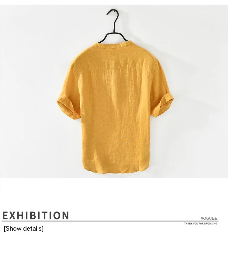 Title 2, Linen Shirt Summer Half Sleeves Cotton Linen Bl...
