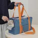 Bolsa portátil para cães, rede respirável, dobrável, leve, lona, cor contrastante, alça única, perfeita para passeios e viagens. — foto 4