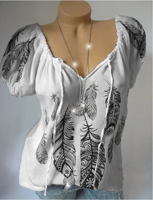 Title 4, New Summer Womens Fashion Short-sleeved Printe...