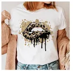 T-shirt a maniche corte con stampa labbra colorate, un capo creativo e alla moda per un look casual e originale. Perfetto per l'estate. — foto 22