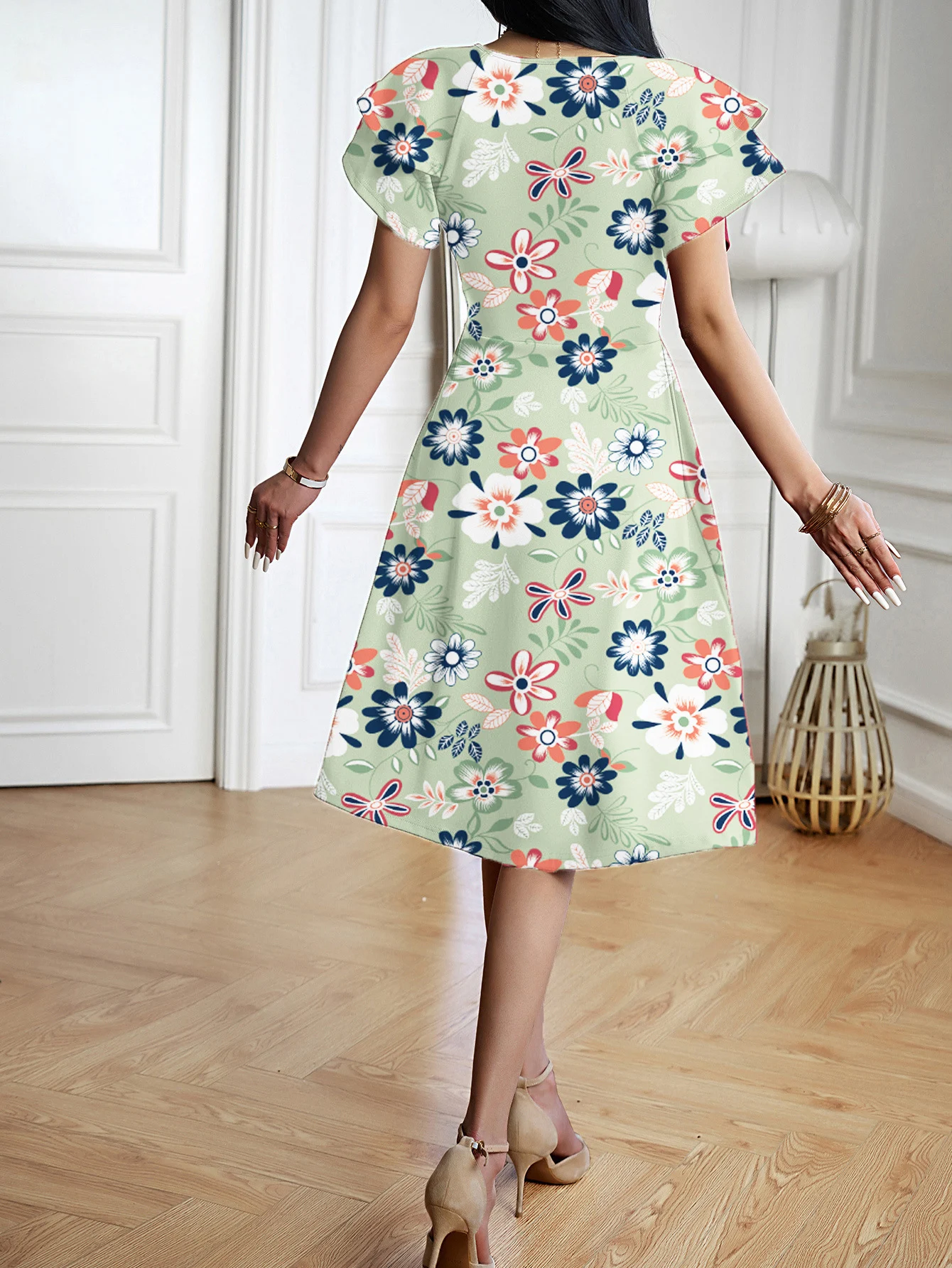 Title 6, Elegant Elegant V-neck Midi Dress For Women