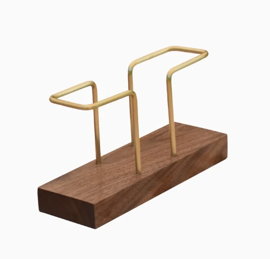 Wooden brass black walnut tissue holder storage base. A stylish and functional tissue dispenser for your home or office. — photo 1