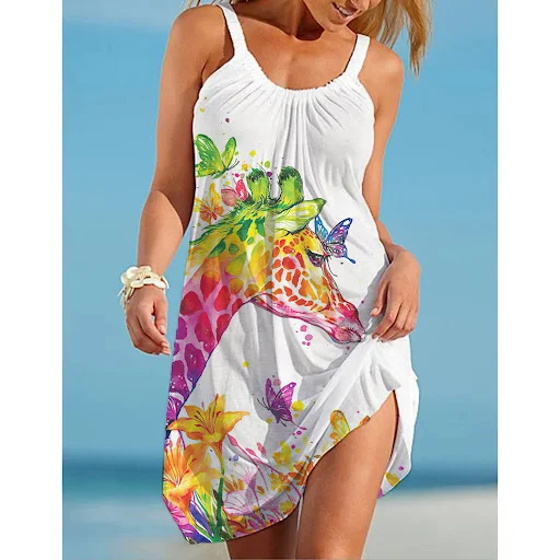 Title 6, Womens Casual Graffiti Spaghetti Straps Sleeve...