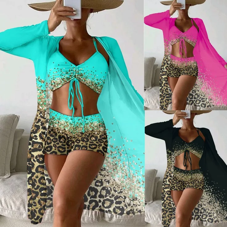 Women's Versatile Casual Split Print Swimsuit Set perfect for beach or pool. This comfortable and stylish set is ideal f — photo 1