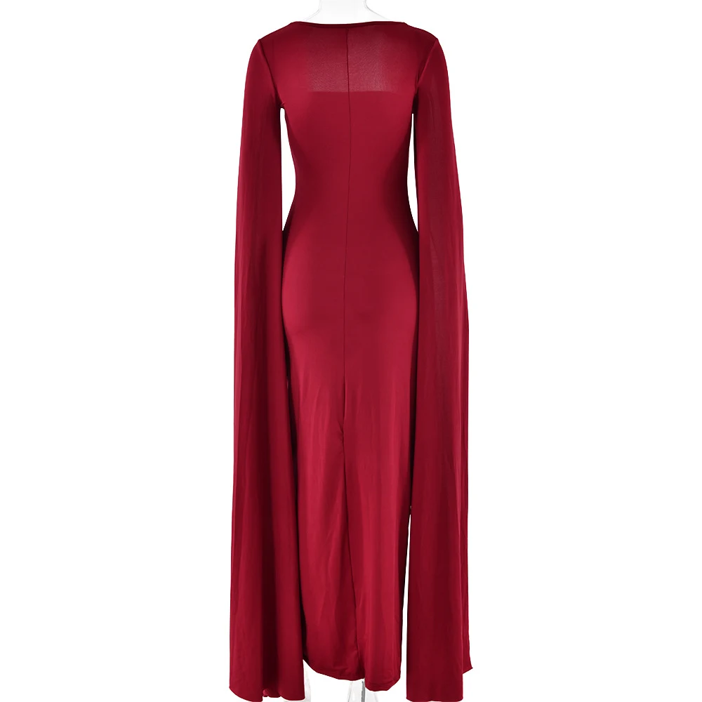 Title 20, Square Collar Mop Long Sleeve High Slit Solid C...