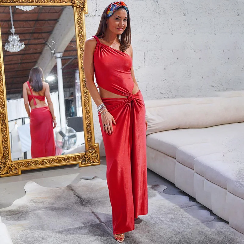 Title 20, Sleeveless Strap High Slit Dress