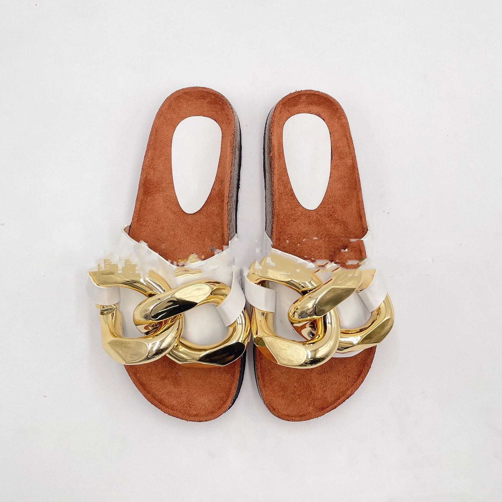 European And American Fashion Gold Chain Slippers Stylish and comfortable women's footwear Perfect for summer and specia — photo 2