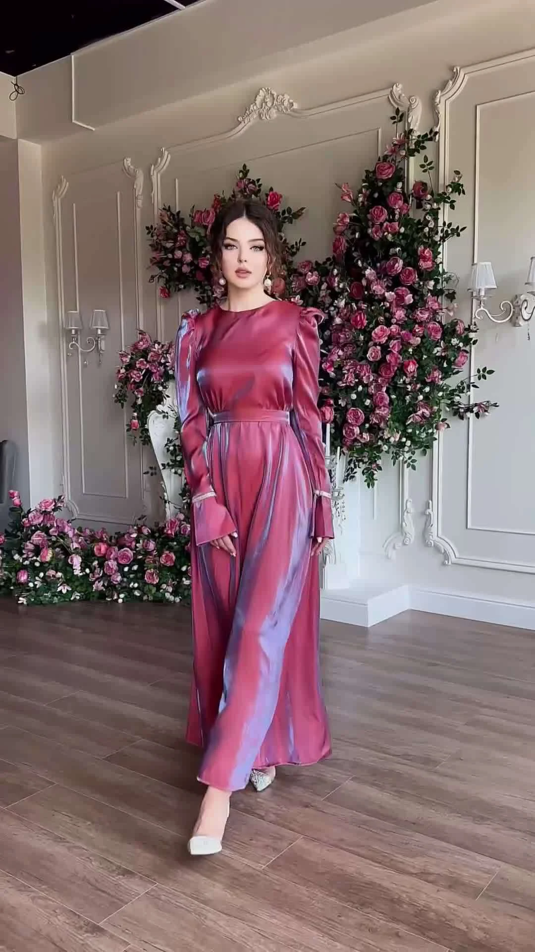 Title 10, Glitter Glazed Satin Elegant Large Swing Dress
