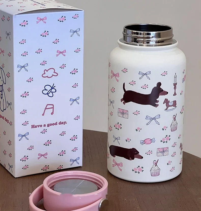 Portable Floral Sausage Dog Large Capacity Vacuum Cup keeps your drinks hot or cold for hours, a stylish and convenient — photo 5