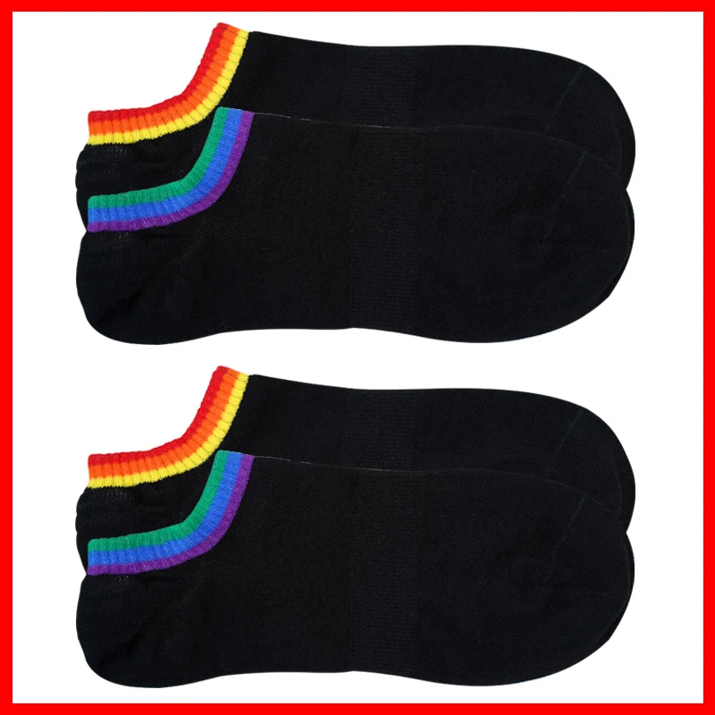 Men's Six-color Rainbow Left And Right Feet Thin Style Fitness Boat Socks — photo 3