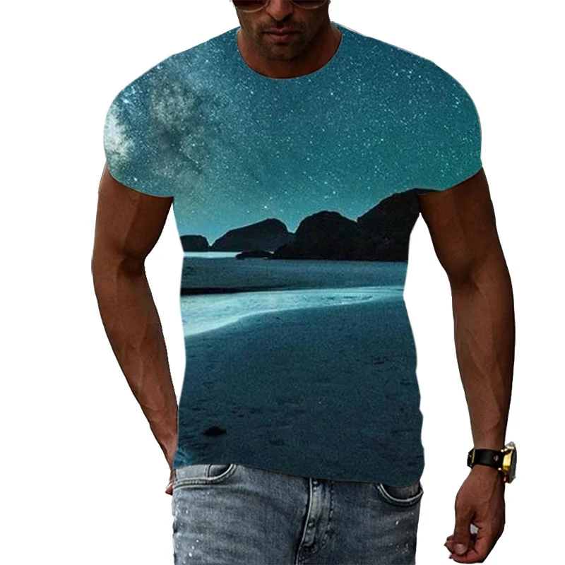Title 10, Trend Print Mens Aurora Pattern 3D T-Shirt, fo...