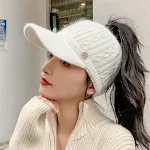 Autumn And Winter Korean Style Versatile Knitted Rabbit Fur Knitted Hat Fleece-lined Thick Warm Earflaps Peaked Cap — photo 1