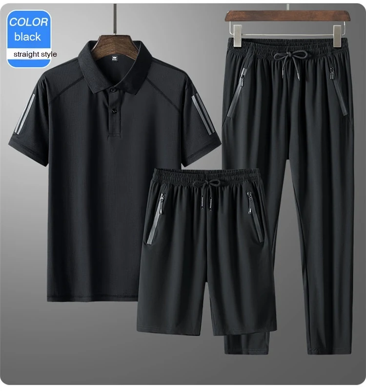 Traje Casual Deportivo de Seda de Hielo Sin Costuras para Hombre Verano Fresco Ligero Transpirable Perfecto para Deportes y Ocio — foto 11