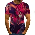 T-shirt girocollo a maniche corte casual alla moda con stampa digitale — foto 8