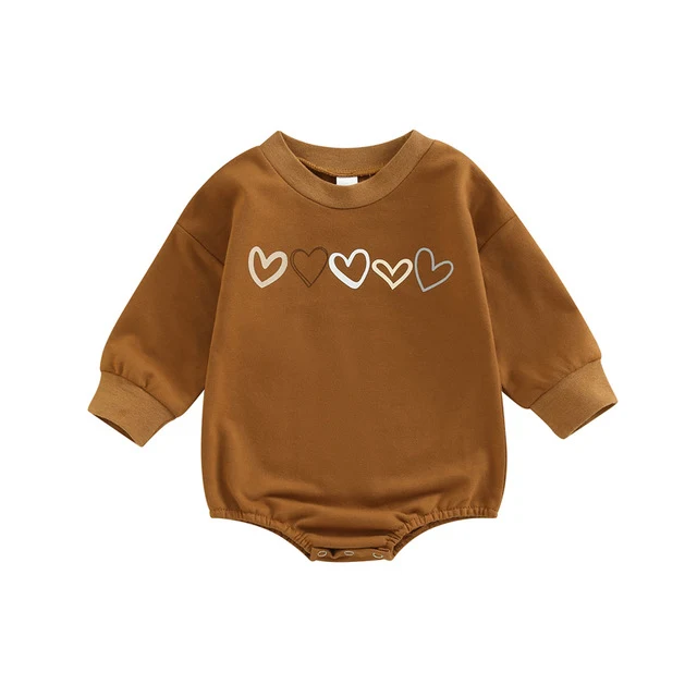 Macacão Bebê Bordado Amor Manga Longa Roupa infantil de uma peça Conforto e fofura para o dia a dia Presente perfeito para recém-nascidos — foto 2