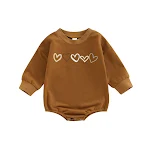 Macacão Bebê Bordado Amor Manga Longa Roupa infantil de uma peça Conforto e fofura para o dia a dia Presente perfeito para recém-nascidos — foto 2