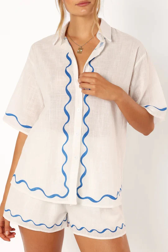 Women's Fashion Printed Loose Shirt and Shorts Suit, a comfortable and stylish outfit, perfect for casual wear and warm — photo 34