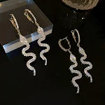 Brincos longos femininos de pressão em prata, estilo japonês e coreano, design simples e elegante, perfeitos para um look sofisticado. — foto 3