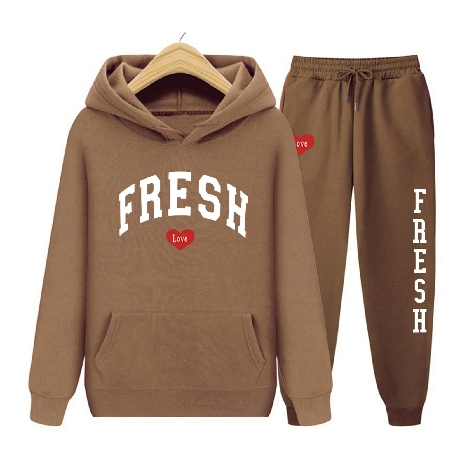 Moletom esportivo estampado da moda, com capuz quente, conjunto casual. Ideal para atividades físicas e uso diário, combinando estilo e conforto. — foto 31