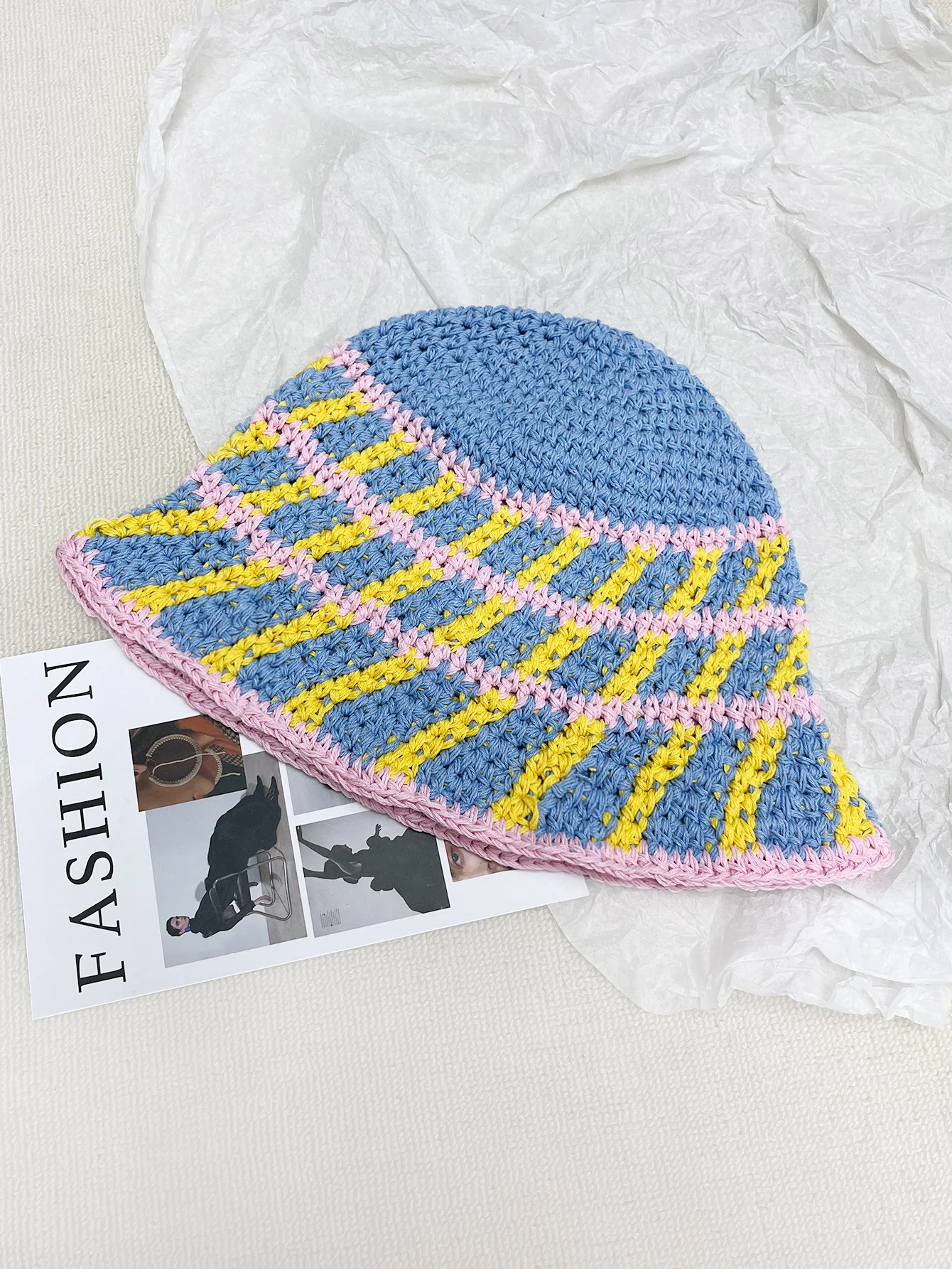 Title 2, Handmade Wool Woven Colorful Stripes Bucket Hat