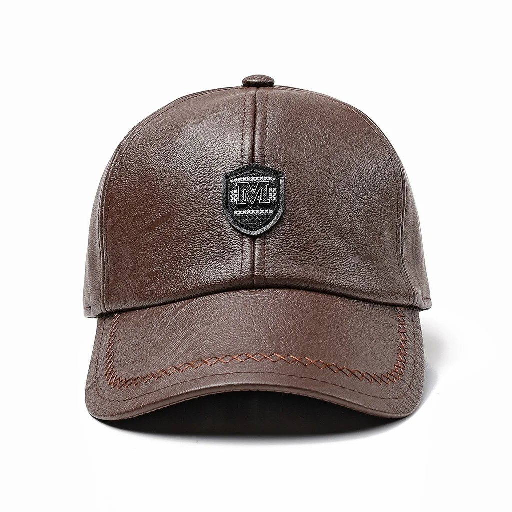 Title 3, Mens PU Leather Duck Tongue Baseball Cap with ...