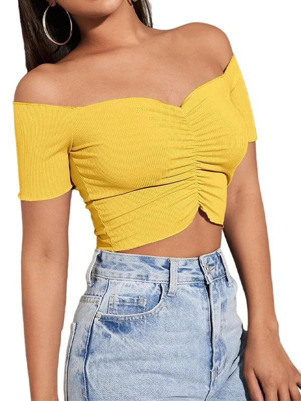 Title 9, Womens Fashion Slimming Solid Color Off-Should...