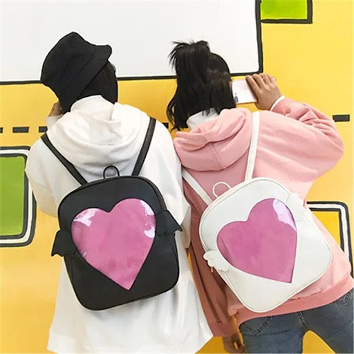 Title 4, Transparent Cute Heart Window Soft Girl Backpack