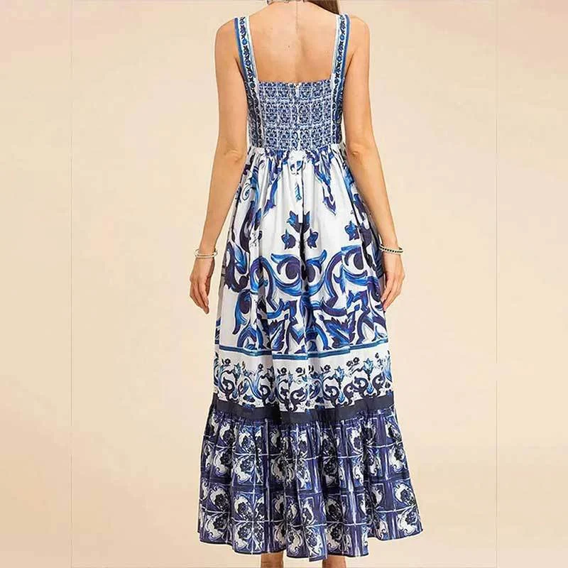 Title 6, Printed Square Collar Suspender Skirt