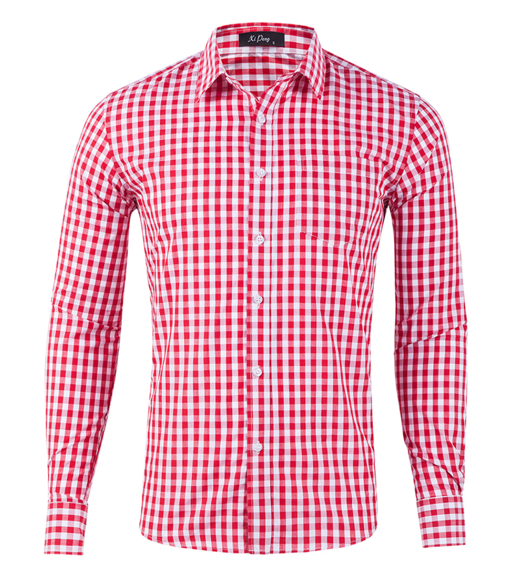 Title 3, Cotton Small Plaid Large Size Long-sleeved Men...